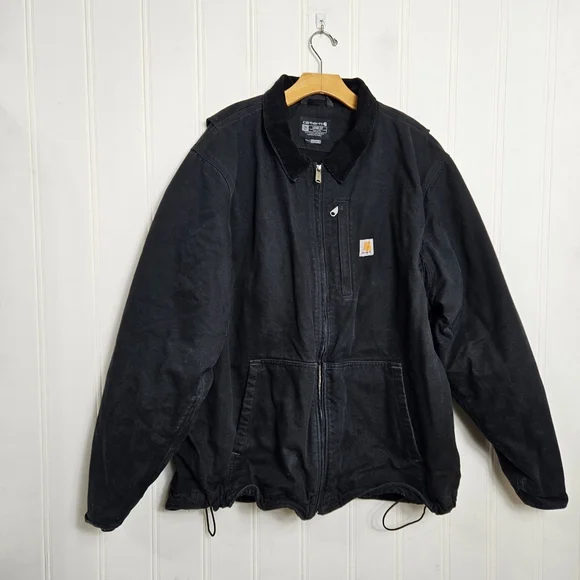 Carhartt Full Swing Fleece‑Lined Washed Black Workwear Jacket 2XL Tall Rugged - Picture 2 of 16